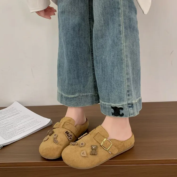 小敏家 可爱卡通包头勃肯拖鞋 新款百搭舒适软底一脚蹬丑萌包头拖