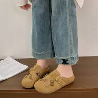 小敏家 可爱卡通包头勃肯拖鞋 新款百搭舒适软底一脚蹬丑萌包头拖
