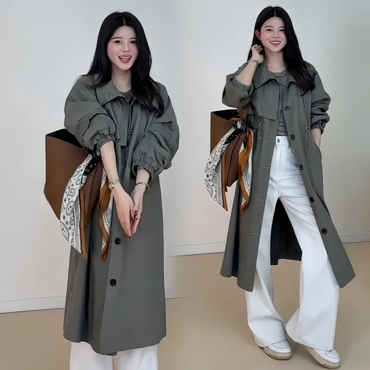 慵懒风时尚宽松风衣外套女2025年秋冬新款高级感休闲中长款上衣