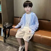 男童夏季薄款条纹外套2025新款简约休闲防晒服男孩学院风穿搭童装