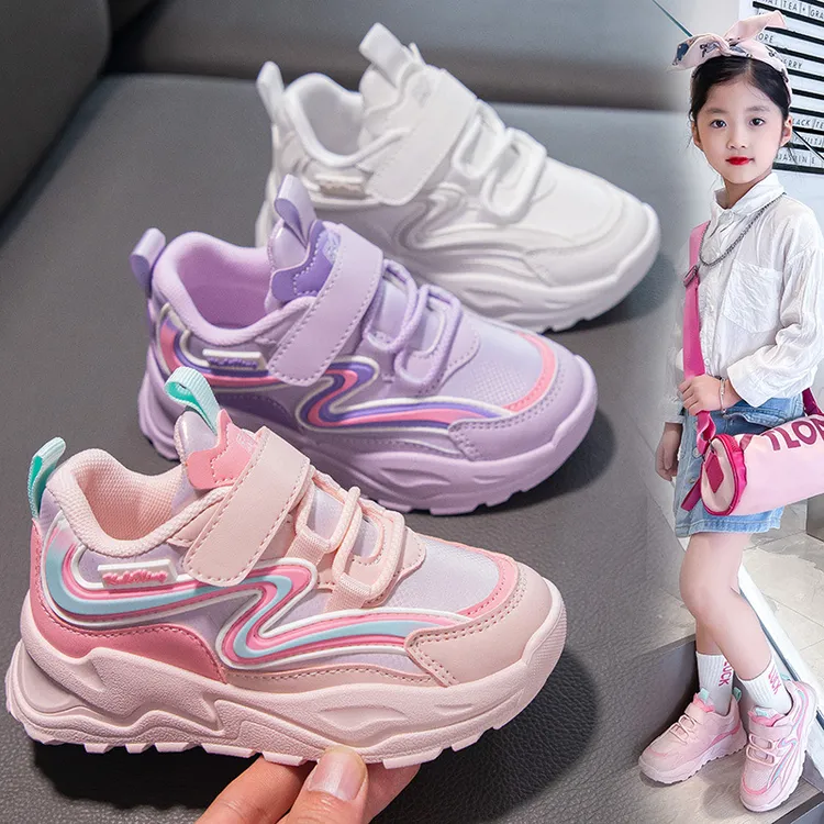 春季新款时尚户外运动鞋女童鞋子日常百搭户外跑步鞋魔术贴款便捷