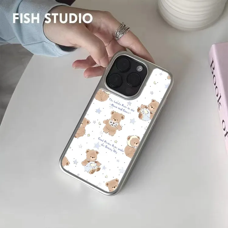 新款星星小熊小众玻璃手机壳适用苹果16小米15荣耀一加iqoo z9x女