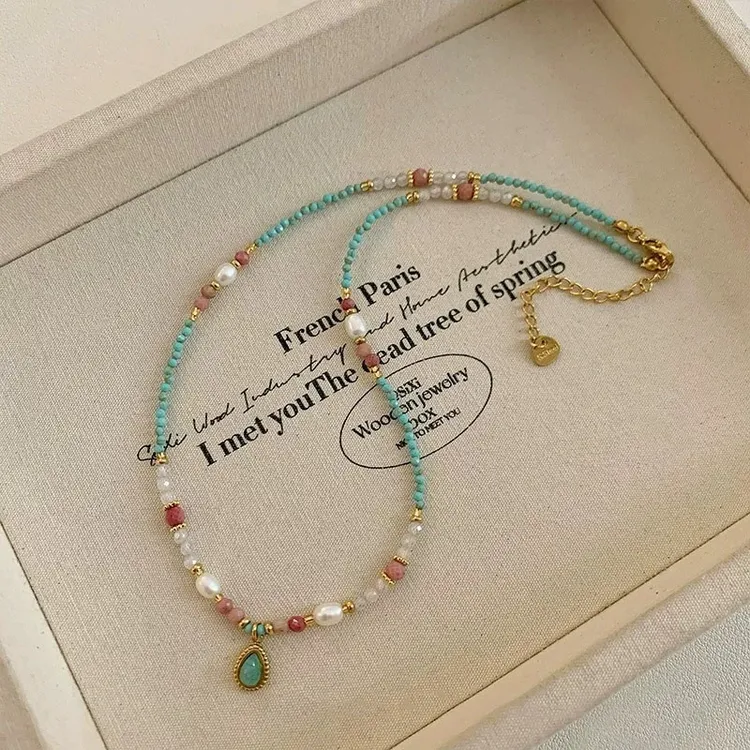 钛钢锆石项链 独特小众手工气质ins清新小水滴挂坠款项链设计感