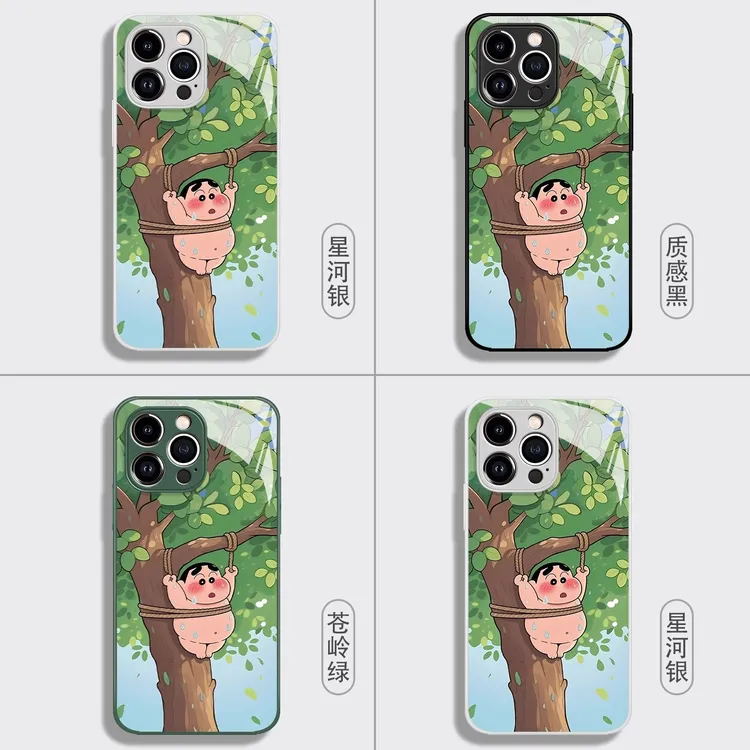 搞怪蜡笔小新手机壳适用于苹果17promax卡通i可爱趣味玻璃恶搞