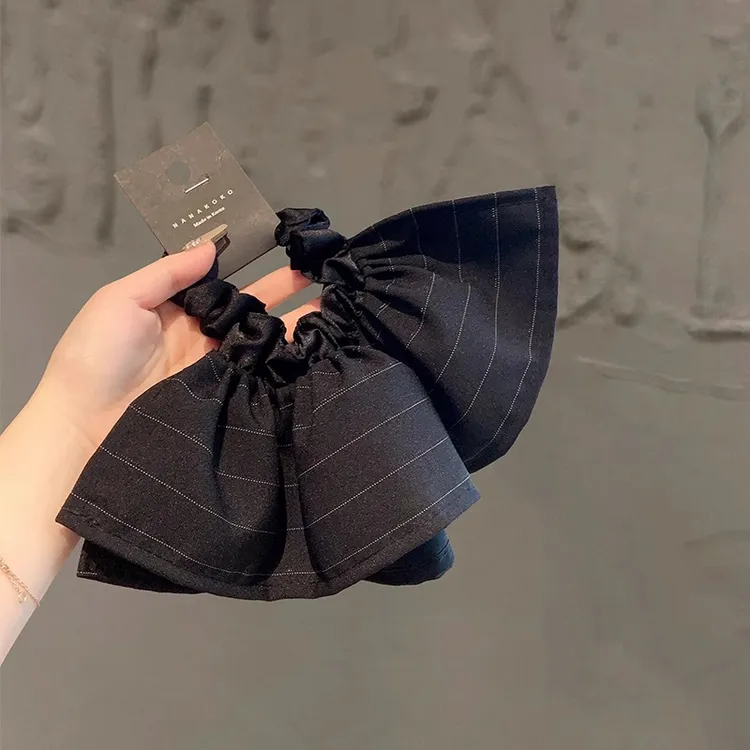 简约韩版裙摆发圈高弹丸子头发绳黑色耐用扎马尾头圈时尚发饰头花