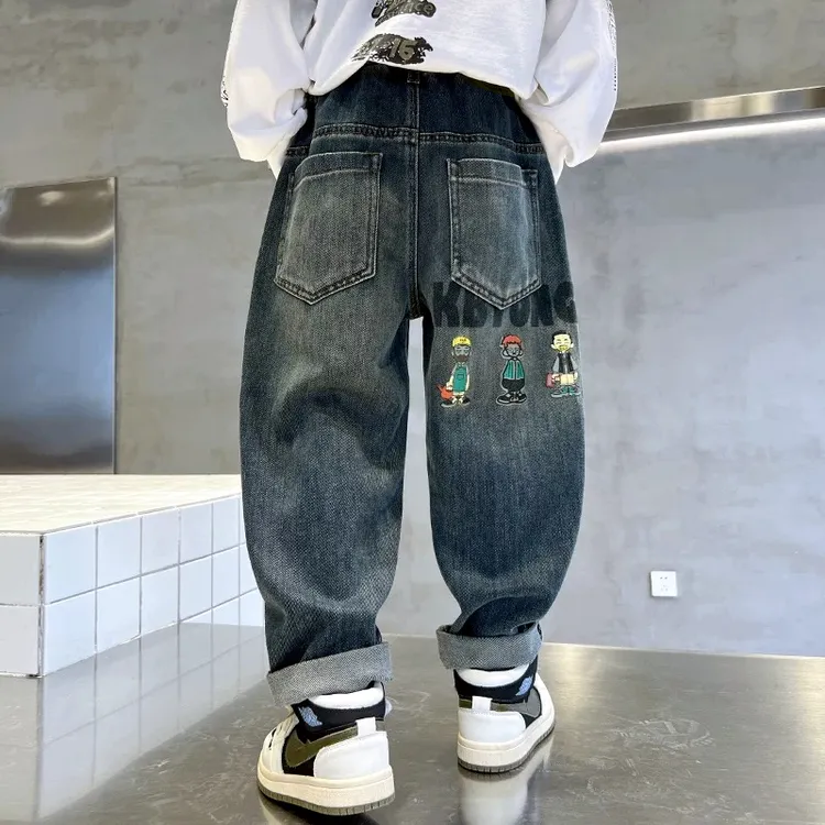 男童牛仔裤春秋款2025新款中大童裤子儿童男孩宽松秋季休闲洋气潮