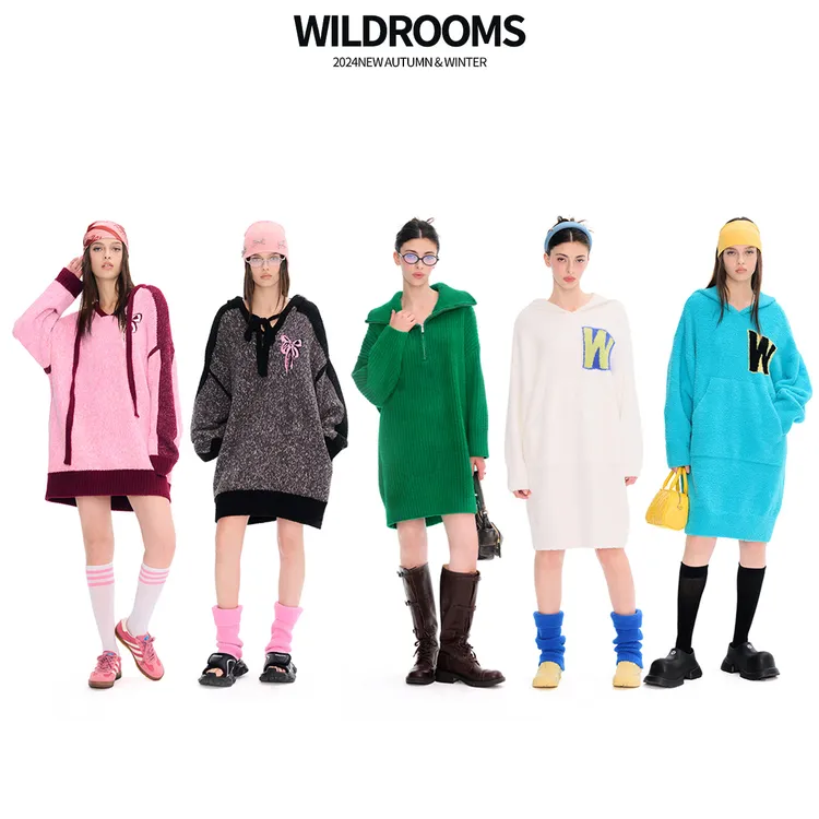【反季大促】WildRooms秋冬连帽卫衣裙时尚可外穿宽松版家居服睡衣