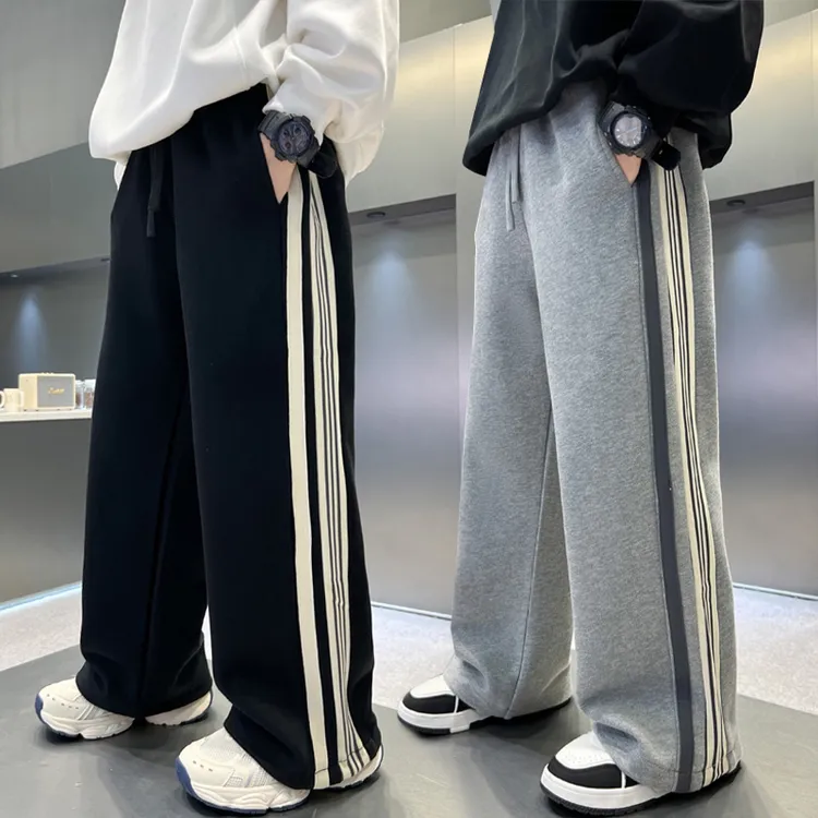 男童冬季加绒裤子直筒休闲裤2025新款中大童宽松卫裤儿童韩长裤潮