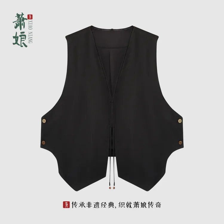 萧娘【‌庭安】香云纱新中式国风马甲宽松无袖坎肩女外搭XN3046