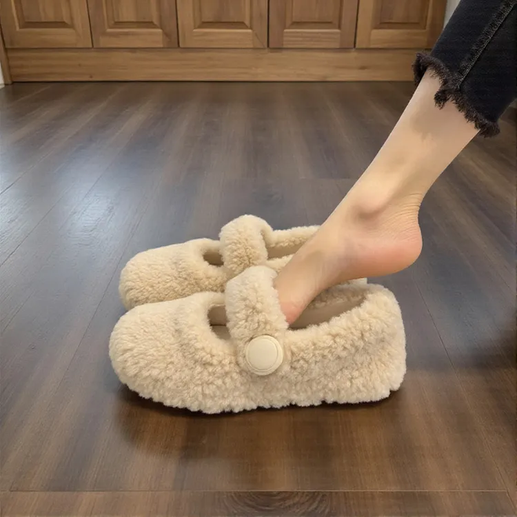 羊羔绒毛毛鞋女外穿2025新款秋冬仙女风软底防滑配裙子玛丽珍棉鞋