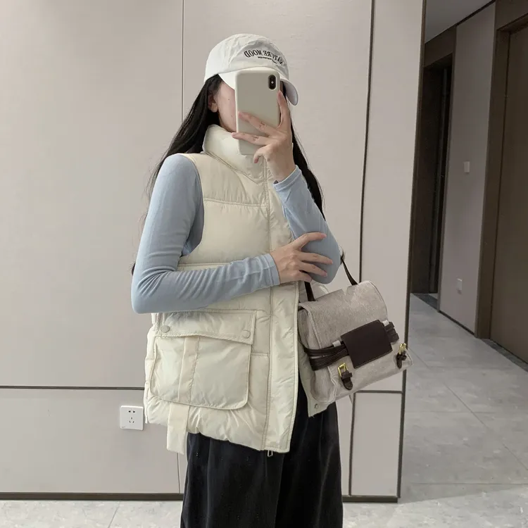 新款立领秋冬女士大码百搭外穿棉马夹坎肩短款韩版秋冬棉马甲2501