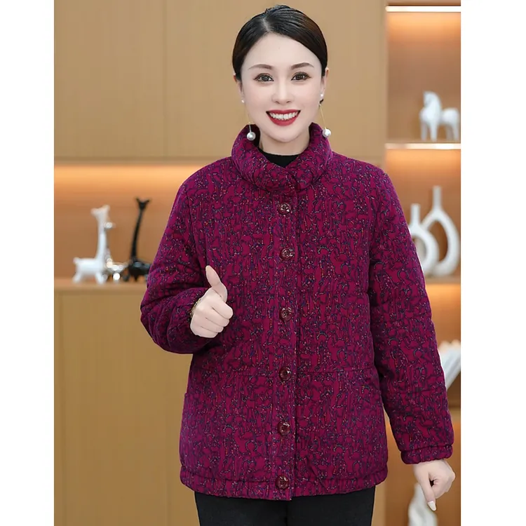 妈妈装冬款新款纯棉保暖棉服60岁中老年棉衣女外套加厚袄子上衣