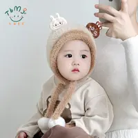 宝宝帽子冬季加厚保暖护耳帽婴儿冬天可爱卡通毛线帽婴幼儿毛绒帽