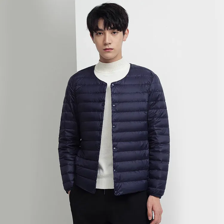 90鸭绒羽绒服男内搭长袖保暖内胆圆领秋冬外套短款2033