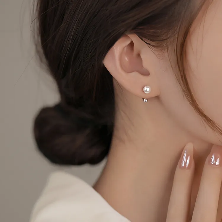 999足银C型珍珠螺丝耳钉女2025新款爆款轻奢时尚法式耳环耳钩耳饰