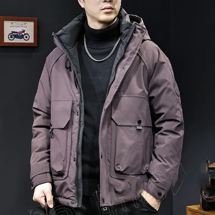 MR.MUDI/穆迪先生高端羽绒服男冬季保暖连帽男士潮牌工装外套大码