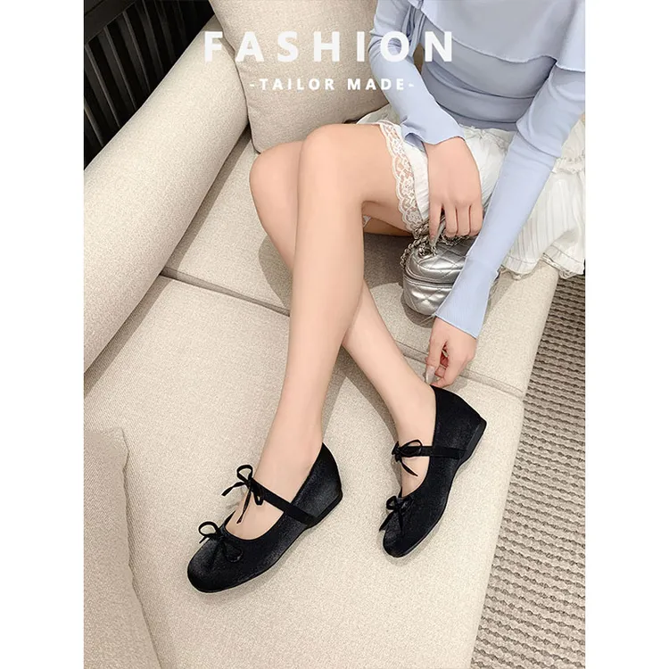 增高纯色秋季印染内增高浅口单鞋春秋豆豆鞋ins鞋子