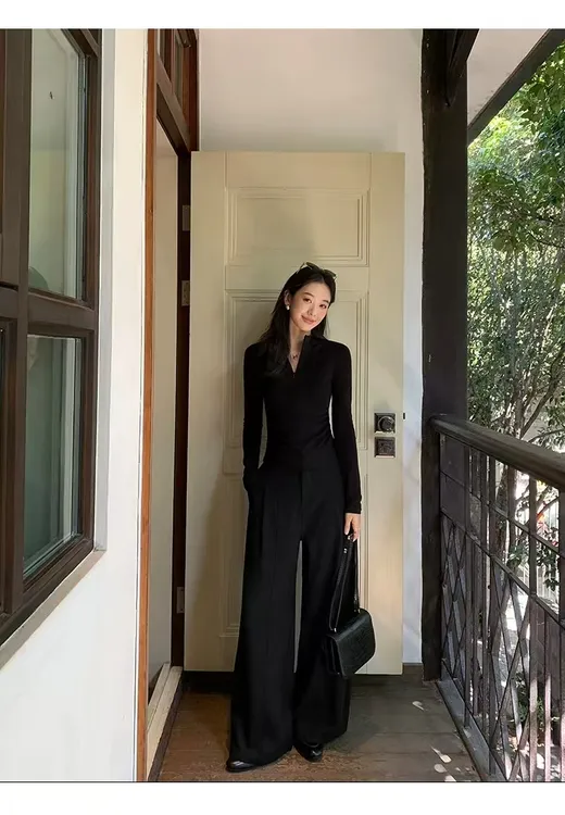 时尚减龄休闲套装女秋季韩版修身显瘦上衣运动阔腿裤子两件套ins