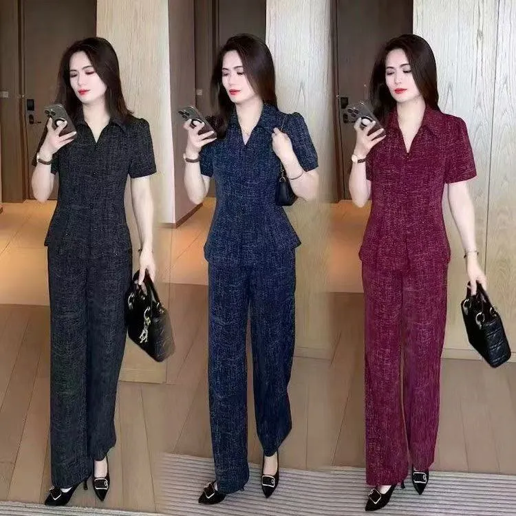 妈妈装2025夏季新款套装洋气减龄百搭不挑人中老年上衣加裤子