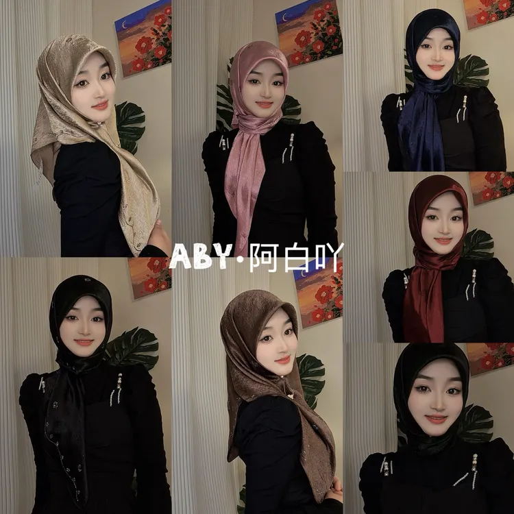 熙恋•新品真丝丝缎烫钻方巾