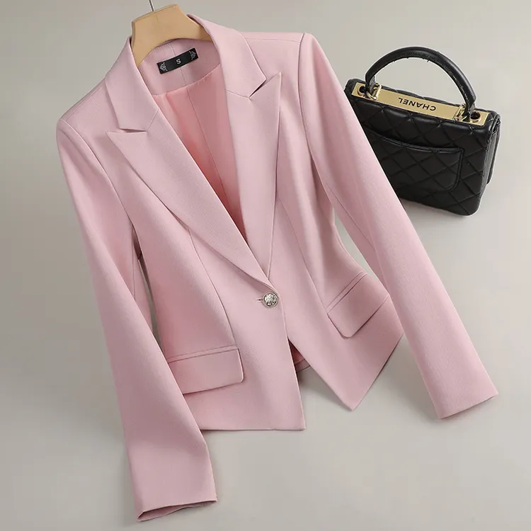 小个子短款粉色西装外套女2025春季新款高级感气质矮个子休闲西服