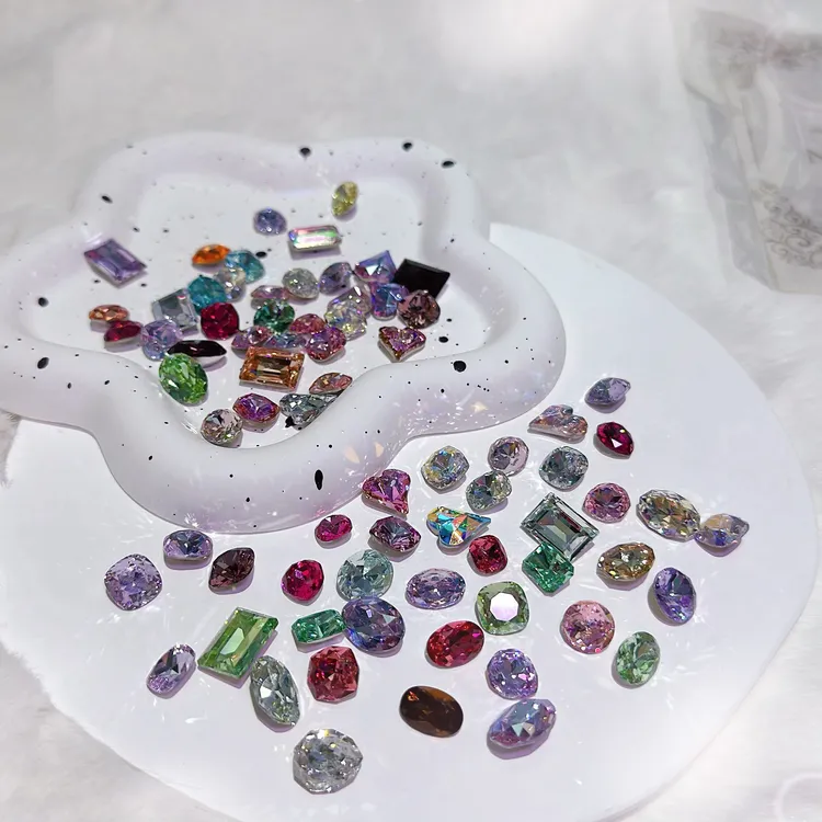 【高品K9钻自选】梧州水晶料透底镀底美甲钻爆闪高品质饰品手工DIY