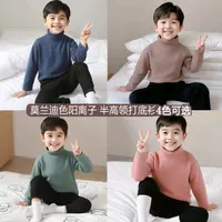 儿童阳离子德绒打底衫长袖t恤半高领宝宝中小童男童春秋冬百搭