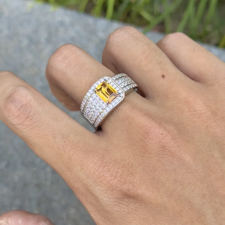 天然黄水晶[银河款]925银戒珠宝首饰奢华珠宝轻奢新年配饰