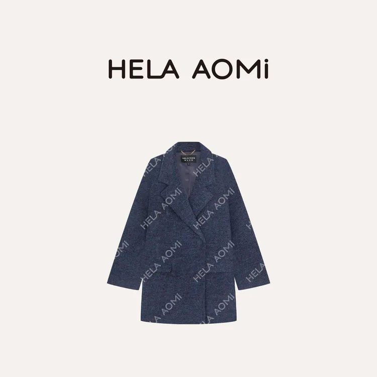 HELA AOMI “蓝莓浆果”绵羊毛时髦感圈圈毛花纱设计大衣CY5DN08117