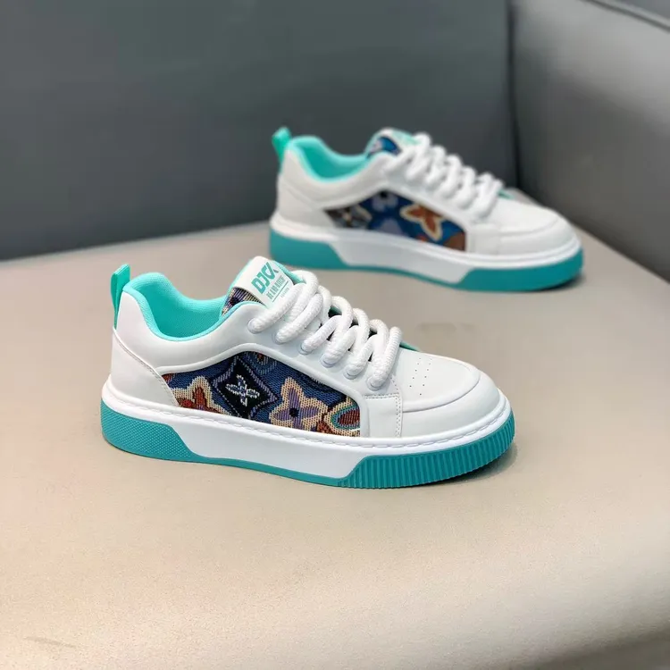 DJ68-568【皮鞋码】新款皮布拼接流行厚底轻便软底洋气男款潮鞋