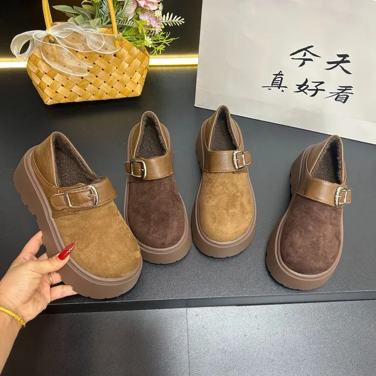 厚底勃肯鞋女2025秋季新款复古一脚蹬乐福鞋增高两穿博肯鞋