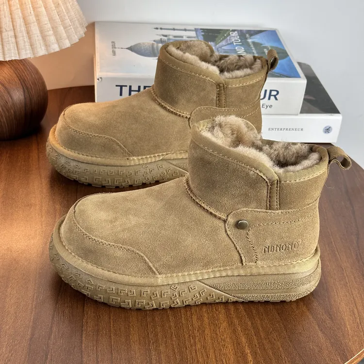 牛皮！内里全羊毛！女士厚底增高雪地靴短款丑萌鞋头短靴子N-5865