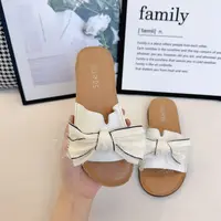 夏季新款蝴蝶结一字拖鞋女外穿潮仙女风时尚百搭平底拖鞋991