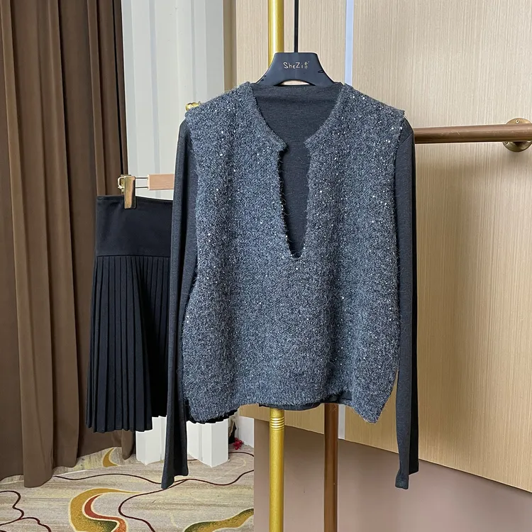 【奢姿】大码女装2025冬季时尚针织套装胖妹妹三件套 9954991093ABC