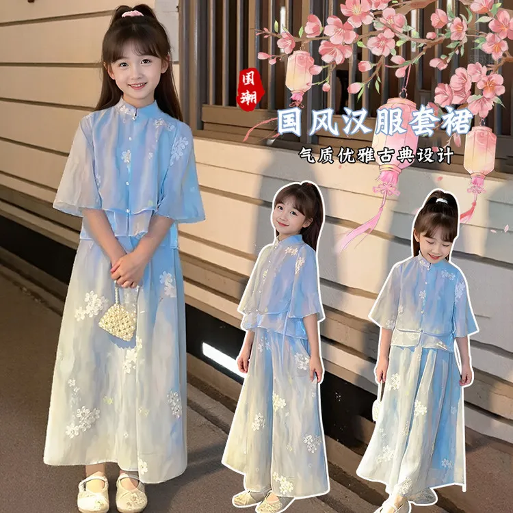 夏季新款女童休闲汉服棉质舒适儿童唐装民族服装