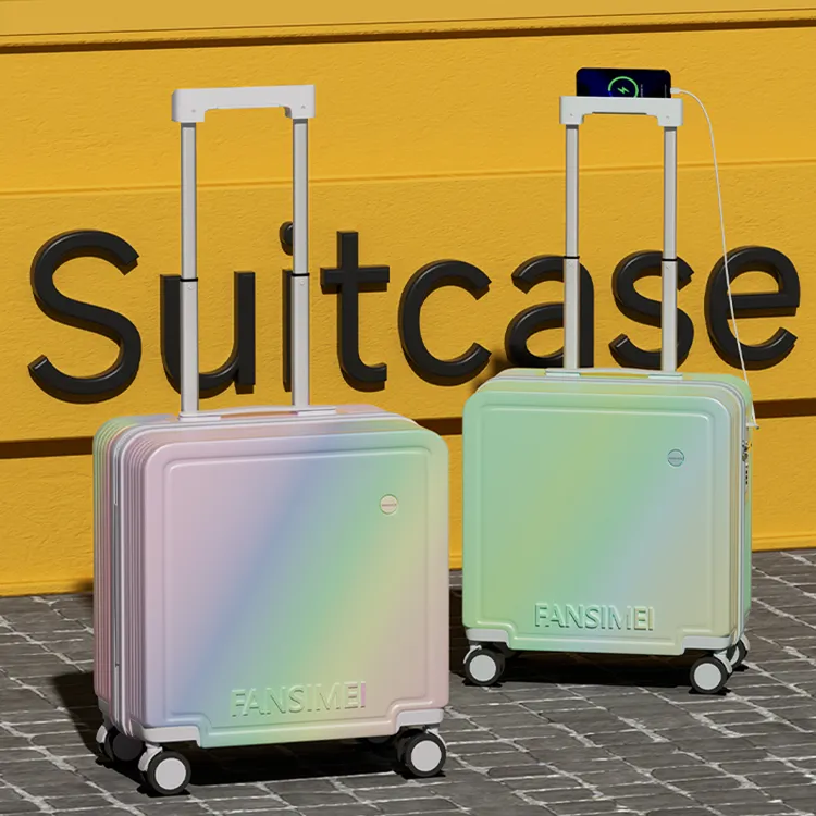 网红渐变色行李箱男女高颜值多功能旅行箱18寸登机箱大容量密码箱