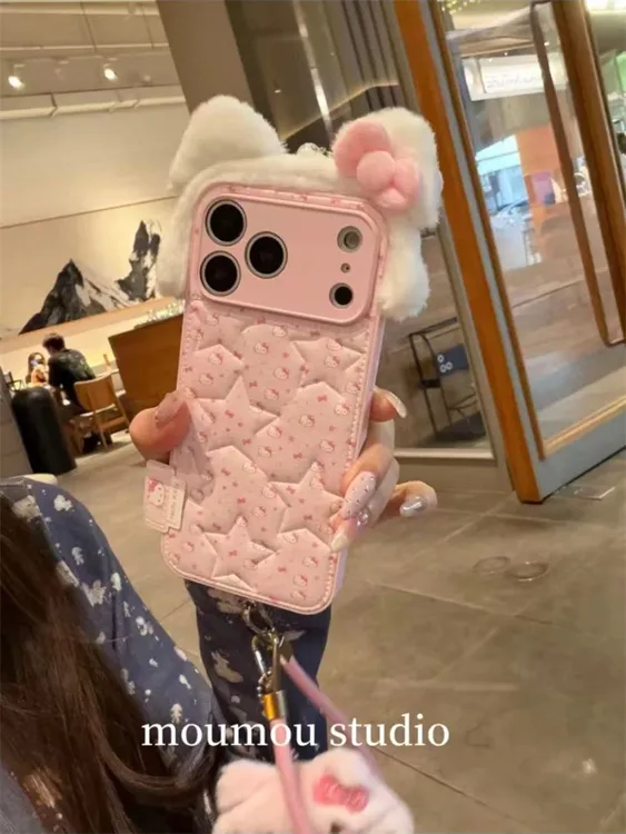 ins压线星星蝴蝶结Kitty适用iPhone17pro手机壳16promax手提挂件