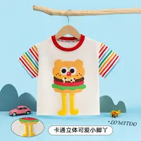 【洛儿妈青货福利】2024新款童趣圆领彩条袖亲子款洋气T恤4T283