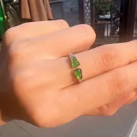 S925银天然A货翡翠双葫芦戒指/601