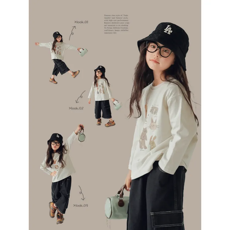 【熙熙可可】2026儿童童装春季时尚百搭动物图案长袖亲子T恤 TX2591