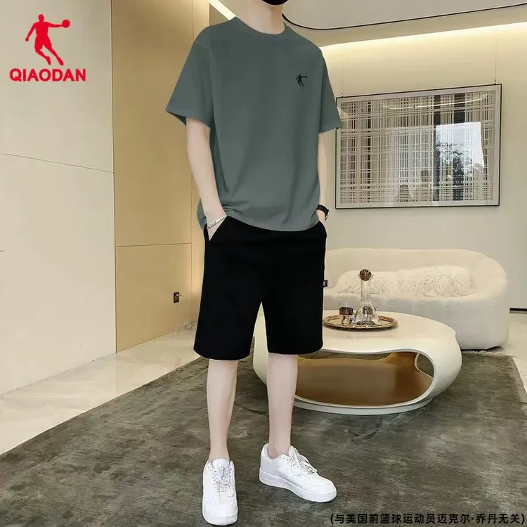 乔丹运动套装男夏季新款跑步速干健身短袖短裤透气舒适两件套男款