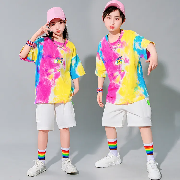 儿童街舞演出服男女童嘻哈套装hiphop女团舞蹈服少儿爵士舞表演服