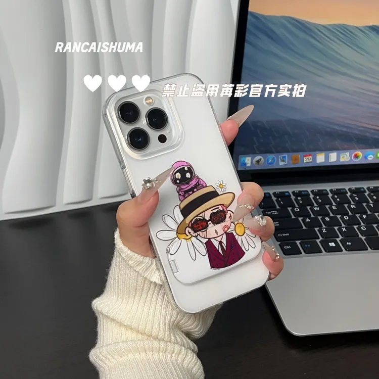 小雏菊GD适用苹果华为小米16151312promax女生专用防摔支架手机壳
