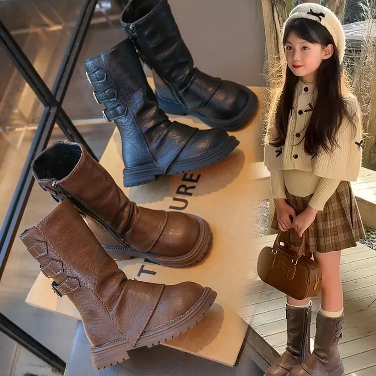 女童马丁靴2025秋冬新款儿童靴子中大童英伦风短靴女孩皮靴时尚感