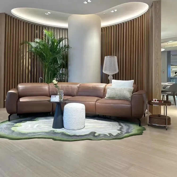 意式极简全真皮沙发客厅大户型大平层横厅转角电动沙发地平线