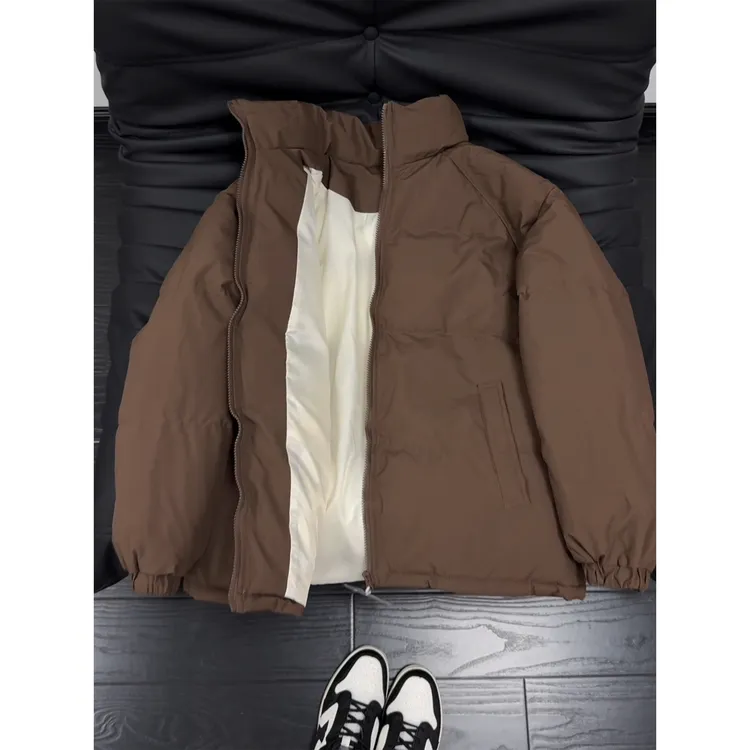 咖色美式cleanfit棉服男冬季加厚保暖立领面包服宽松情侣棉衣外套