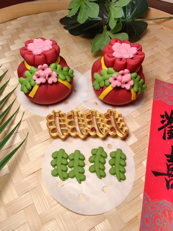 小福袋麦穗叶子模具DIY手工花饽饽造型配件叶子磨具家用