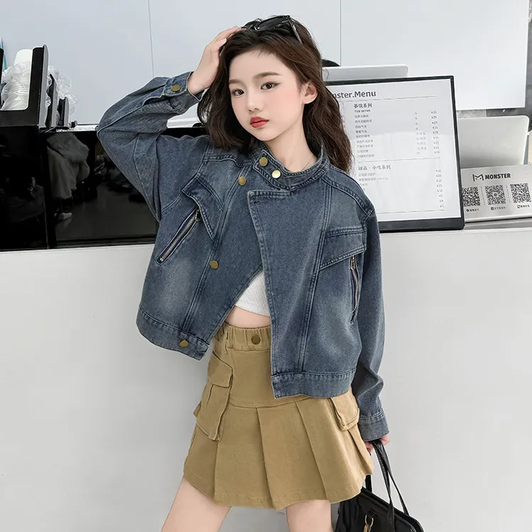 女童外套春秋款2026新款儿童洋气时髦牛仔夹克女大童秋装韩系上衣