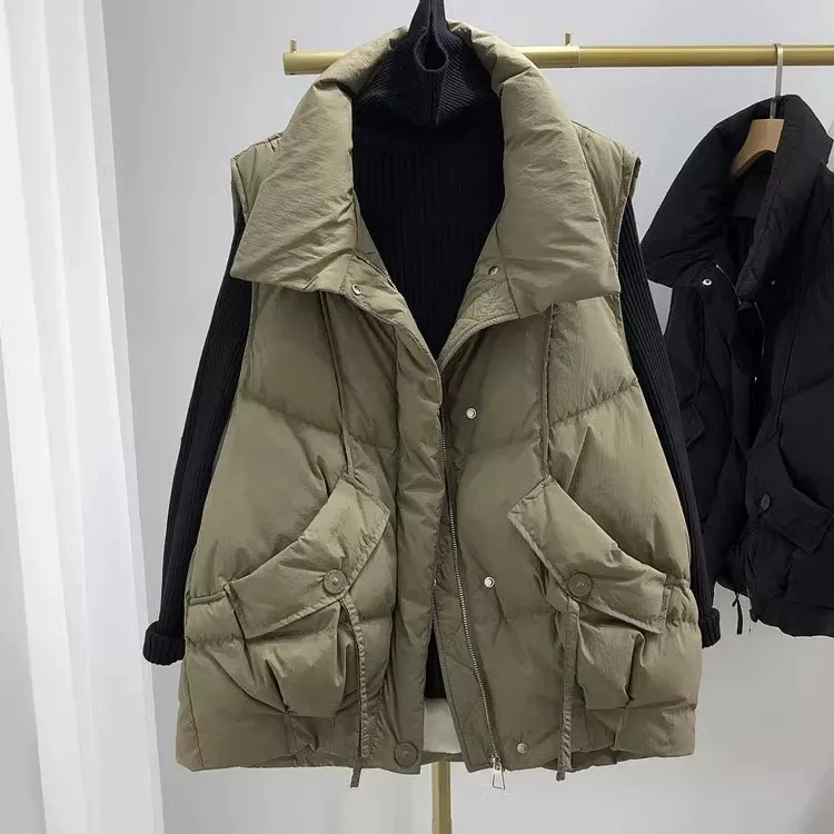 2025秋冬新款韩版宽松辣妹风羽绒马甲女时尚百搭显瘦羽绒背心马夹