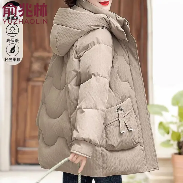 俞兆林中年妈妈冬装外套棉服洋气秋冬加厚棉袄中老年人棉衣女中长